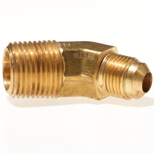 Male SAE Gas Flare x 45° Male NPT Brass Adapter (Ell)